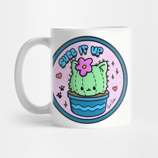 Left chest “Succ It Up” Kawaii Succulent Cat Cactus Mug